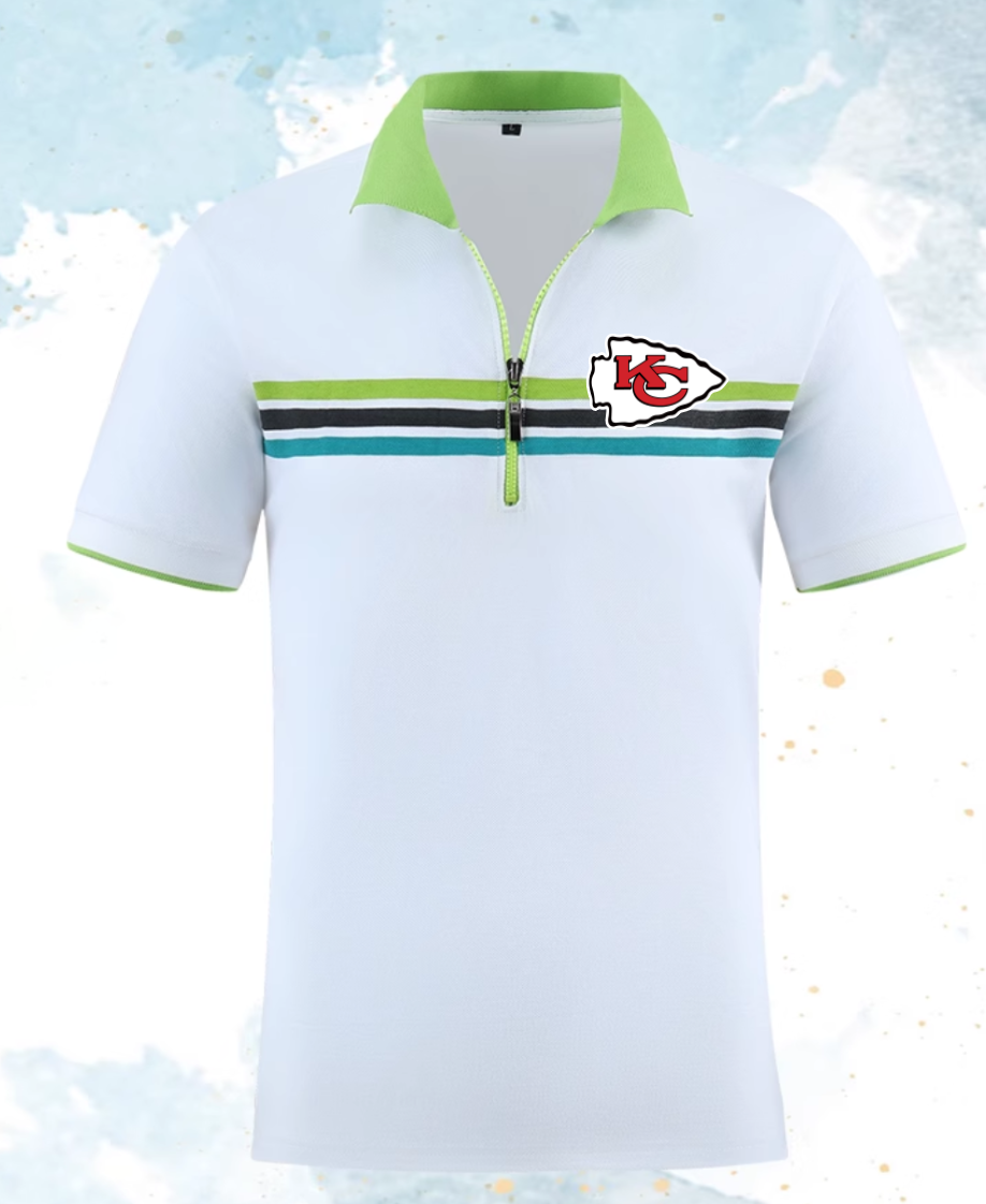 Kansas City Chiefs white #87 Men 2025 NFL polo T shirt->nfl t-shirts->Sports Accessory